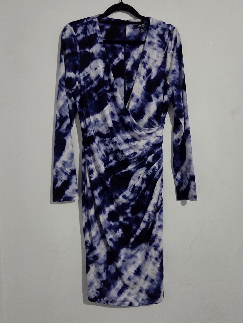 Chaps Faux Wrap Surplice Dress